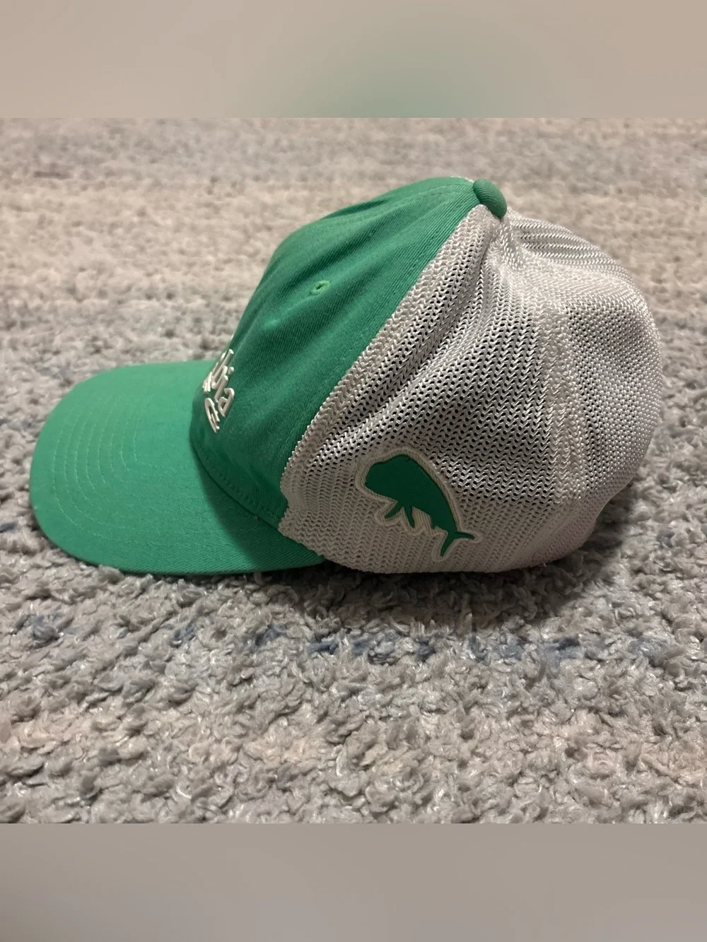 Columbia PFG Mens Mesh Fitted Fishing Hat Green White Mahi Mahi Size L XL
